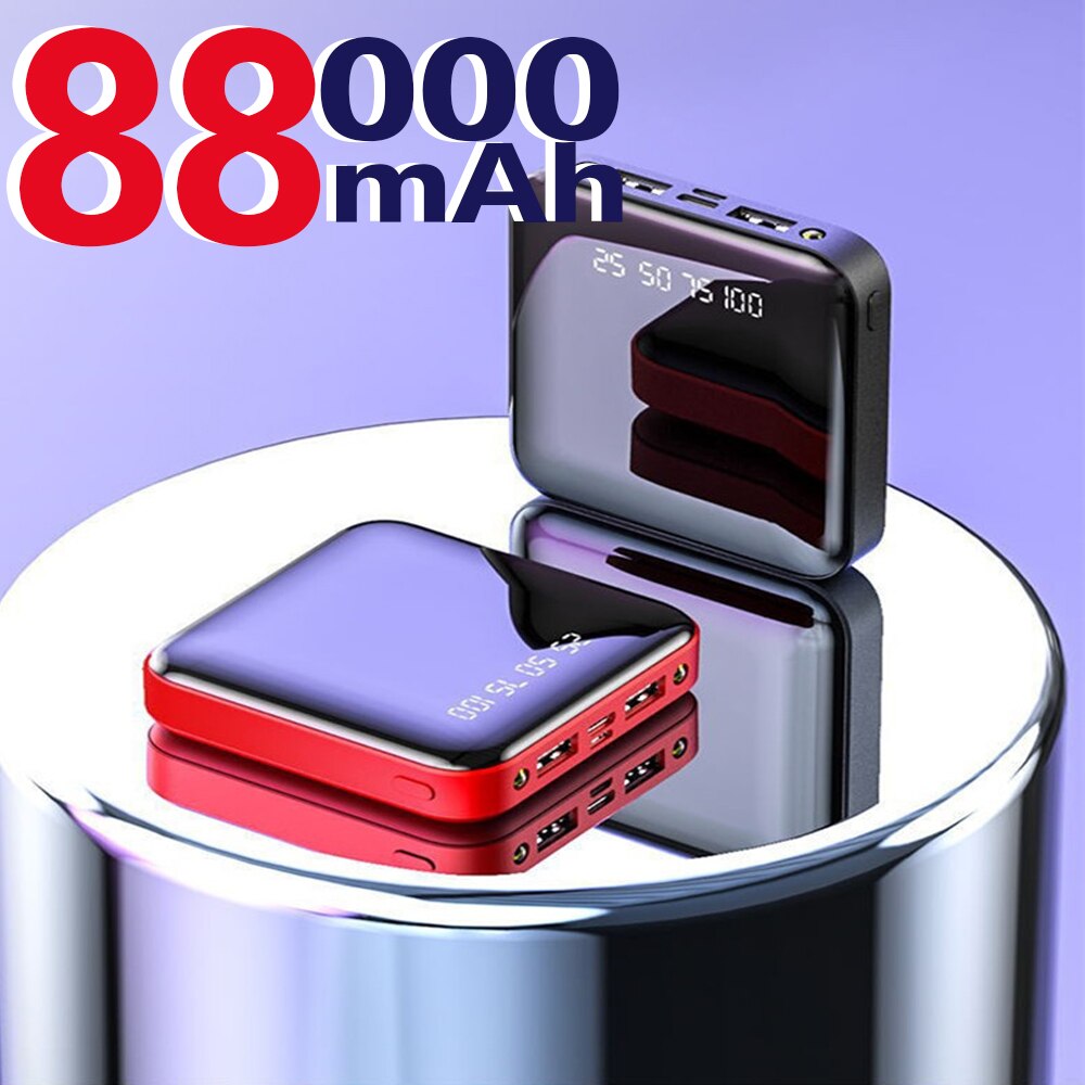 88000mAh Mini Power Bank Dual USB Output Portable Charger Mobile Power Charging Power Bank Outdoor Travel External Batter