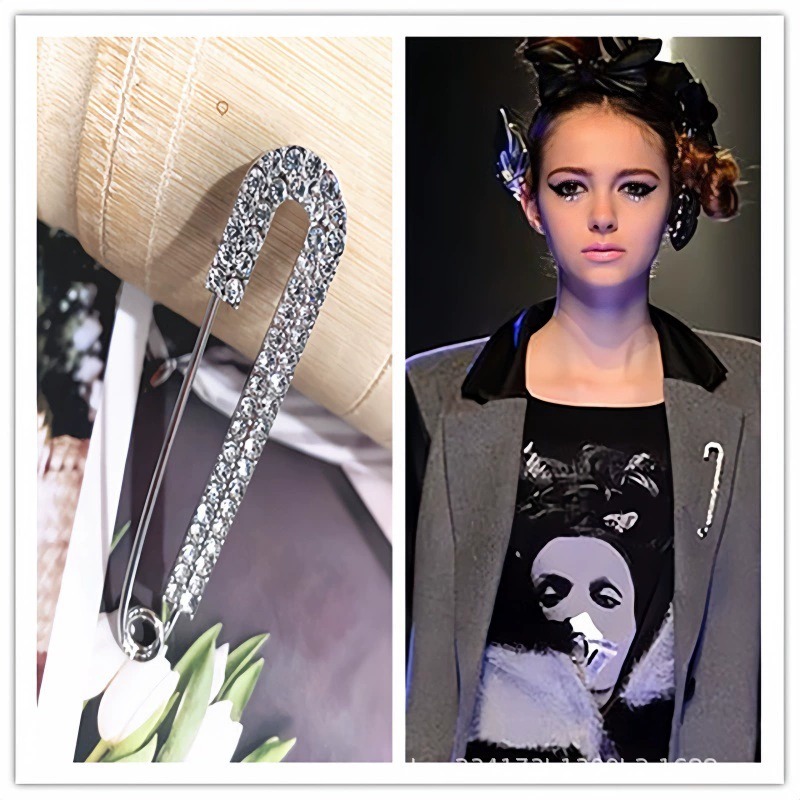Diamond-in Metal Collar Pin Fixed Clothes Buckle Pin Anti-exposed Simple Clothes Accessories Women's Cardigan High-end Brooch