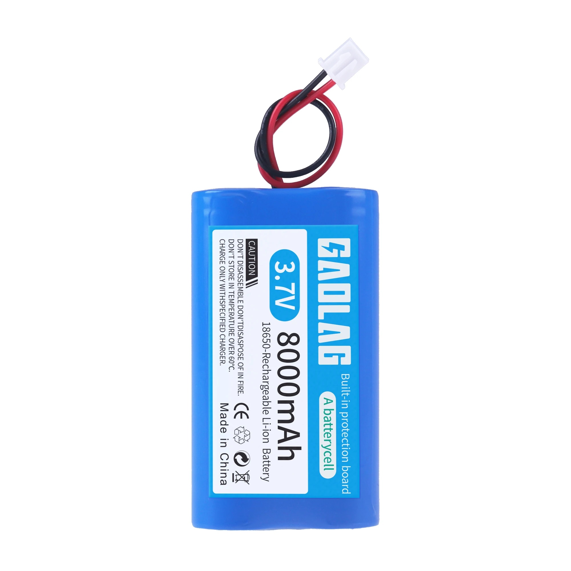 3.7V 7.4V 11.1V 12V 18650 6800mAh with wires Lithium ion rechargeable battery with PCB for Bluetooth Speaker Solar headlights: black