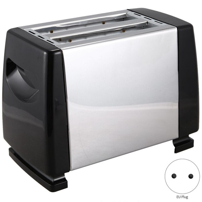 Household Stainless Steel Toaster Double Slot Toaster Automatic Mini Breakfast Toast 2 Slice Heating Toaster-EU Plug