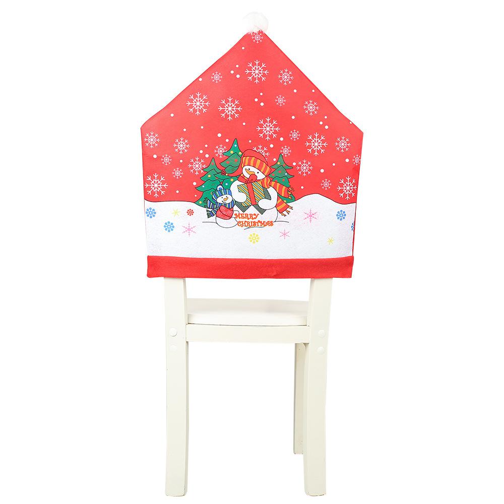Non-woven Fabric Chair Sashes Christmas Chair Covers Home Decoration Accessories Santa Snowman Super Large Hat Year Supplies: White