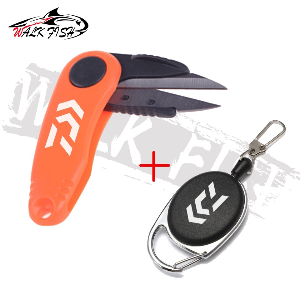 WALK FISH Stainless Steel Fishing Scissors Folding Fishing Line Cutter Clipper Fishing Scissor Tackle Fishing Quick Knot: Orange Set
