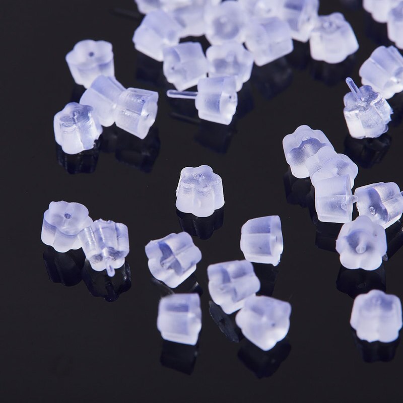 500 stuks zachte siliconen rubberen oorbelstoppers in doos voor oorbellen, doe-het-zelf oorbelaccessoires, kogelbuis oordopjes
