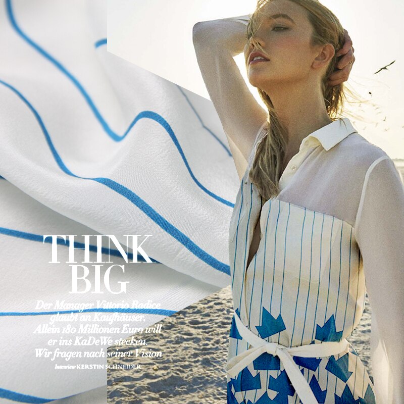 Tela Blanca de seda para mujer, tejido de seda de doble crepé, seda de gusano, waxberry, azul, para verano, tela de vestido,