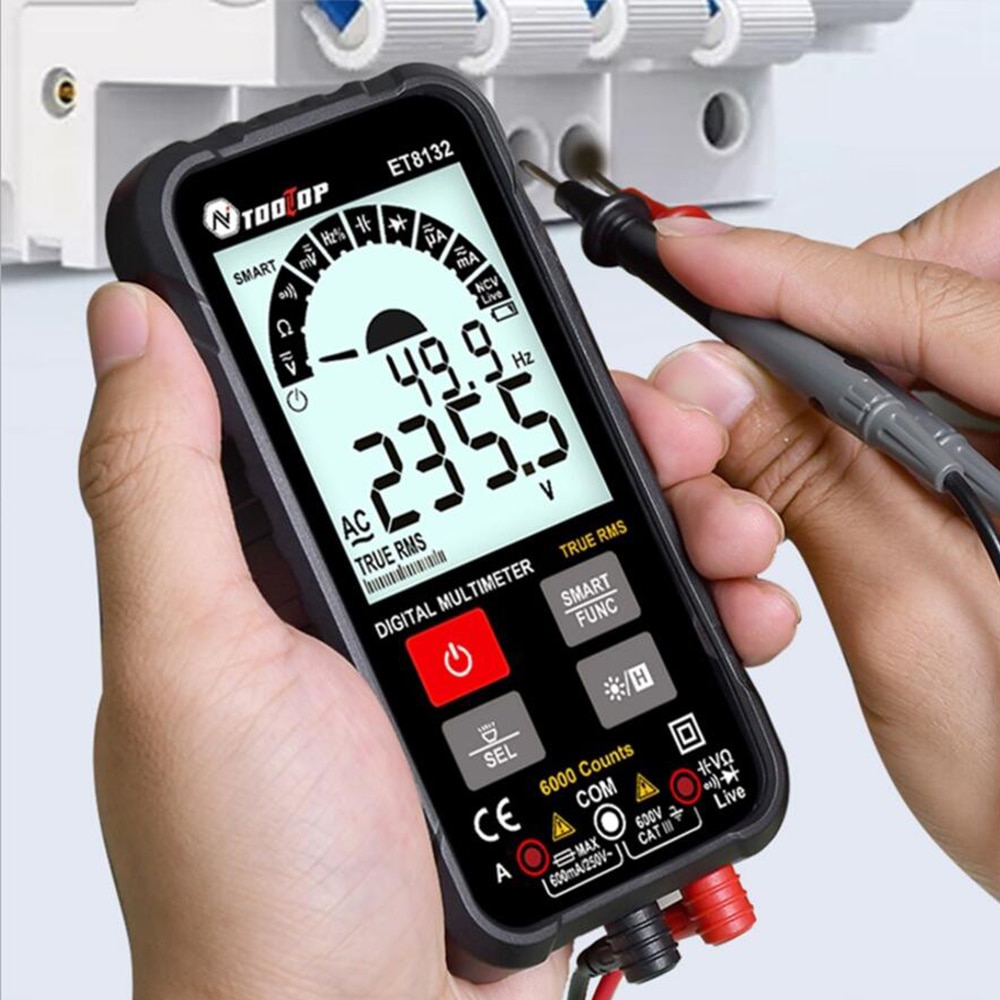 Et8132 draagbare intelligente digitale multimeter ohm capaciteit hz ac/dc/ncv/advanced multimeter tester