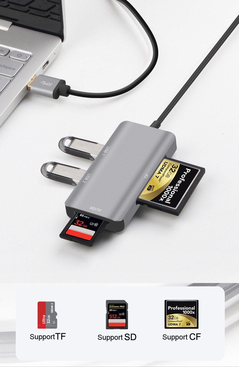 USB 3,0 SD SDHC CF Compact Flash TF MicroSD lector de tarjetas USB 3,0 U Flash Disk Drive Mouse OTG para Macbook Laptop Notebook PC 5 en 1