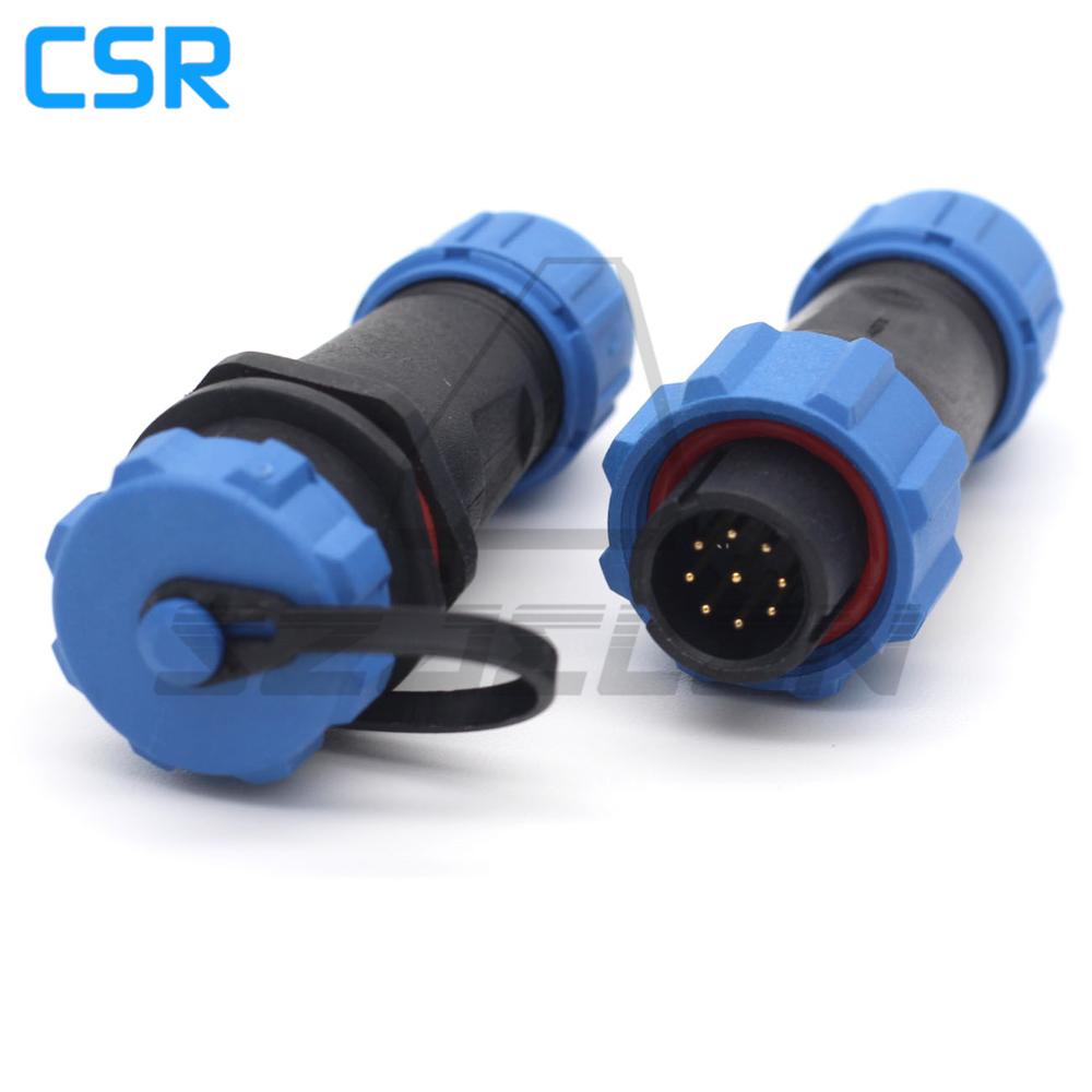 SP13 9pin waterproof plug and socket, LED power cable outdoor connectors, 9 pin Air connector hanging cable connector,IP68