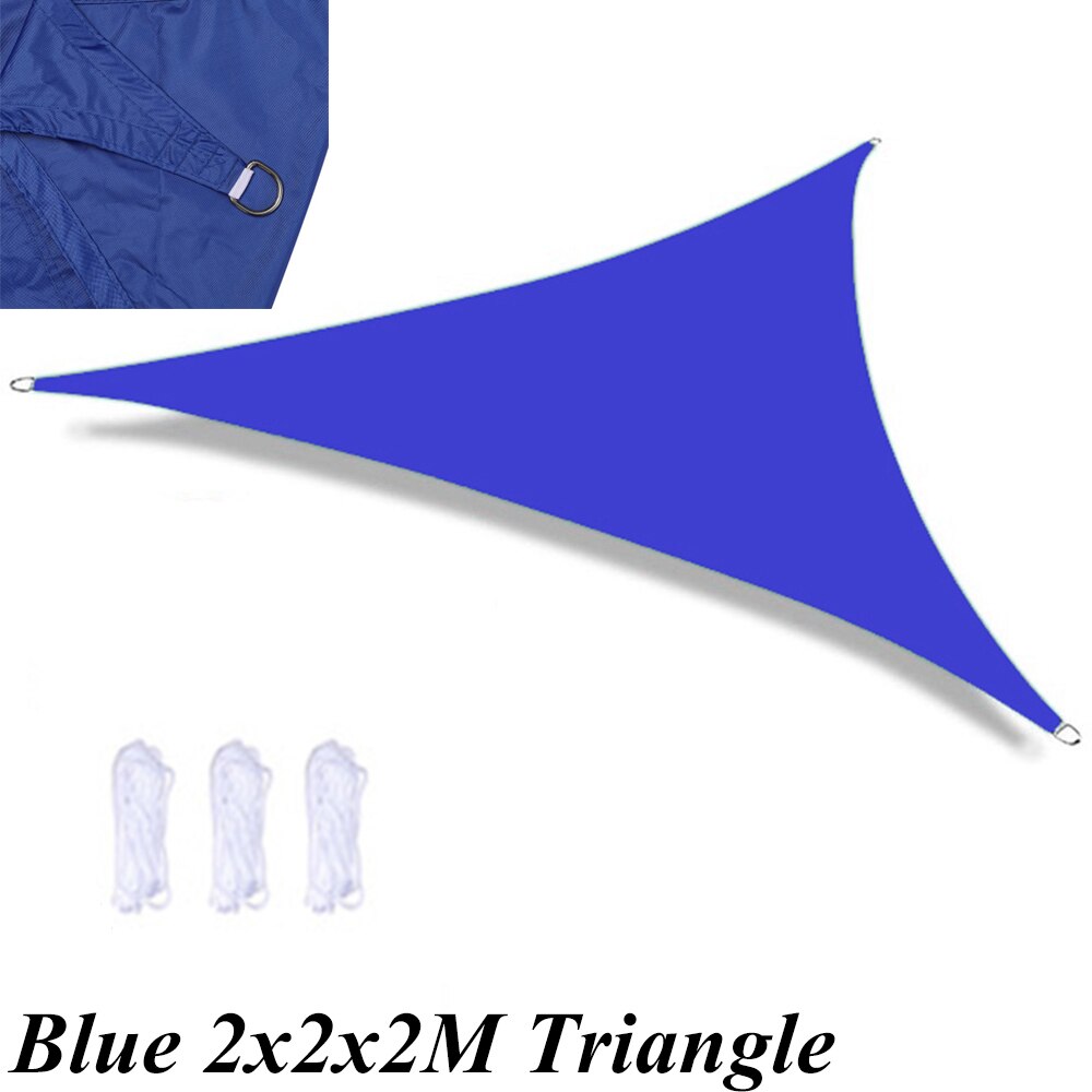 Imperméable Anti-UV soleil ombre voile canopée voiles auvents abri Durable Triangle Rectangle carré pour jardin de cour avec des cordes: Blue Triangle S