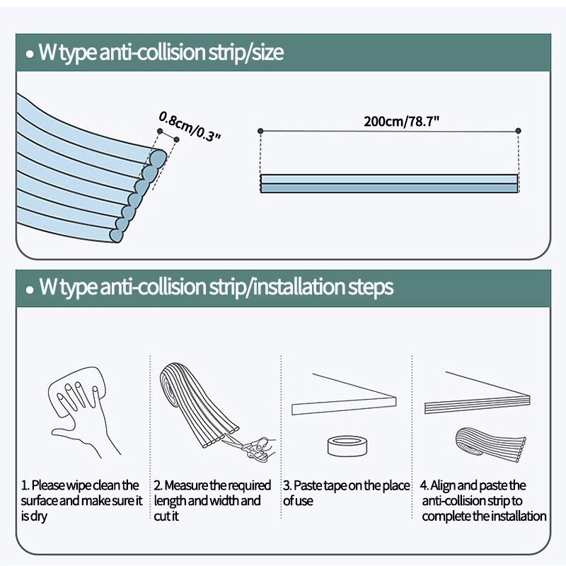 2M Desk Edge Guard Strip Self-Adhesive Door and Window Sealing Strip Baby Safety Table Corner Protection Anti-collision Strip