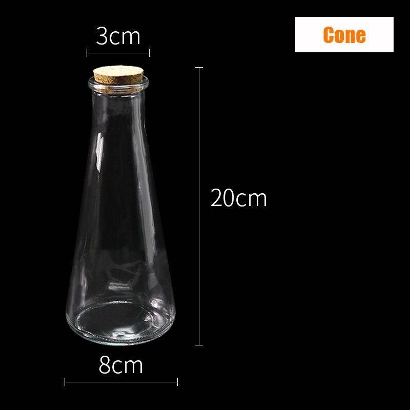 Mini Glass Fish Tank Betta Fish Tank Aquarium Fish Tank Micro Landscape Ecological Bottle Empty Bottle DIY Aquarium Accessories: Cone