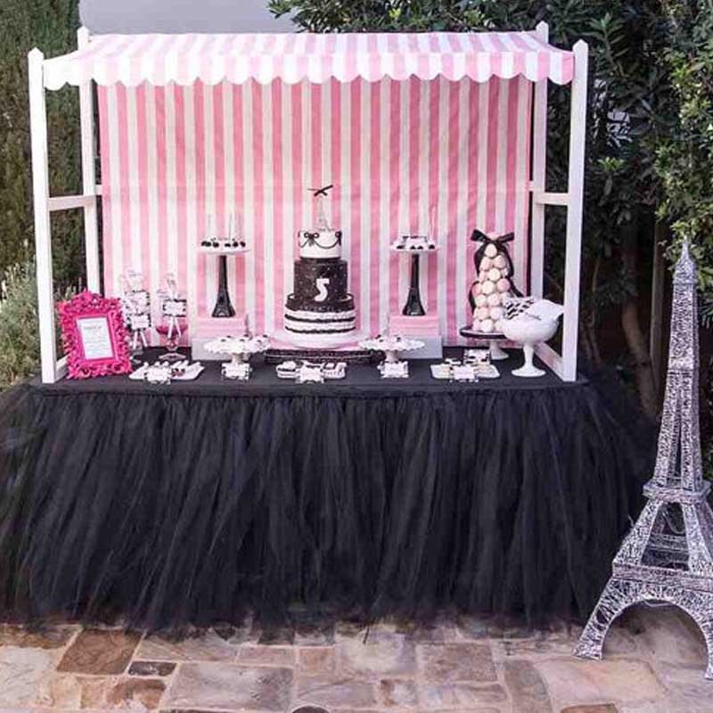 Wedding Party Tutu Table Skirt Tableware Cloth Baby Shower Party Home Decor Table Skirting Birthday Party 100x80cm