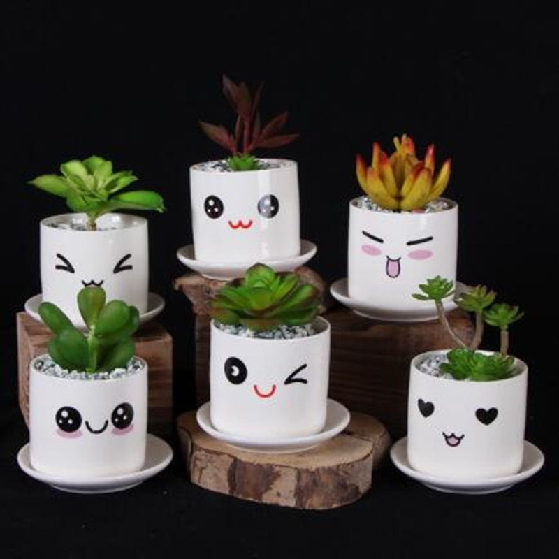 Leuke Glimlach Gezicht Vaas Woondecoratie Accessoires Keramische Vaas Voor Huis Tuin Miniture Potten Bloempotten Plantenbakken