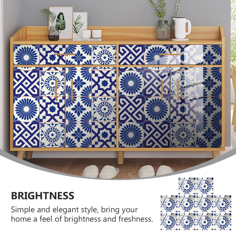 10pcs Waterproof Decals Retro Floor Pastes DIY Bathroom Wall Tile Stickers Home Stickers Tile Decals Wall Tile Stickers