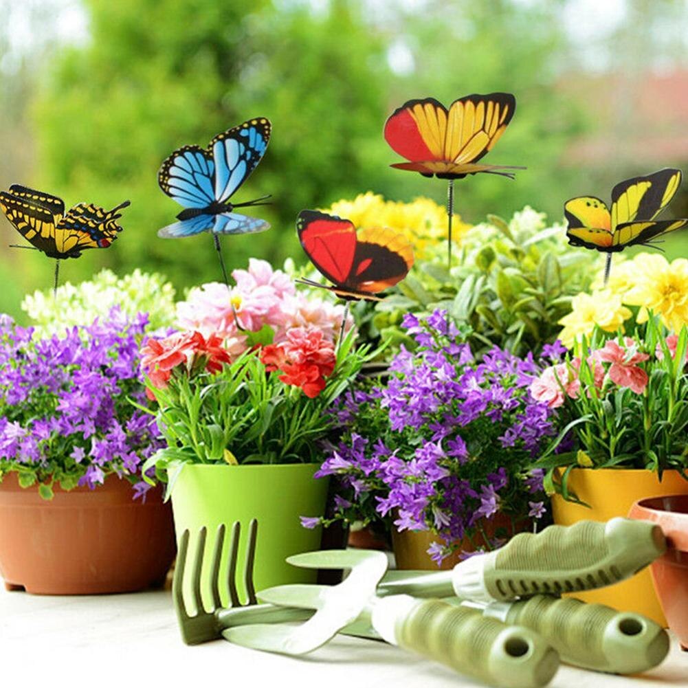Outdoor Garden Planting Flower Pot Dual-layers Butterflies Garden Butterfly Decoration Garden Decor Ornament K3P5