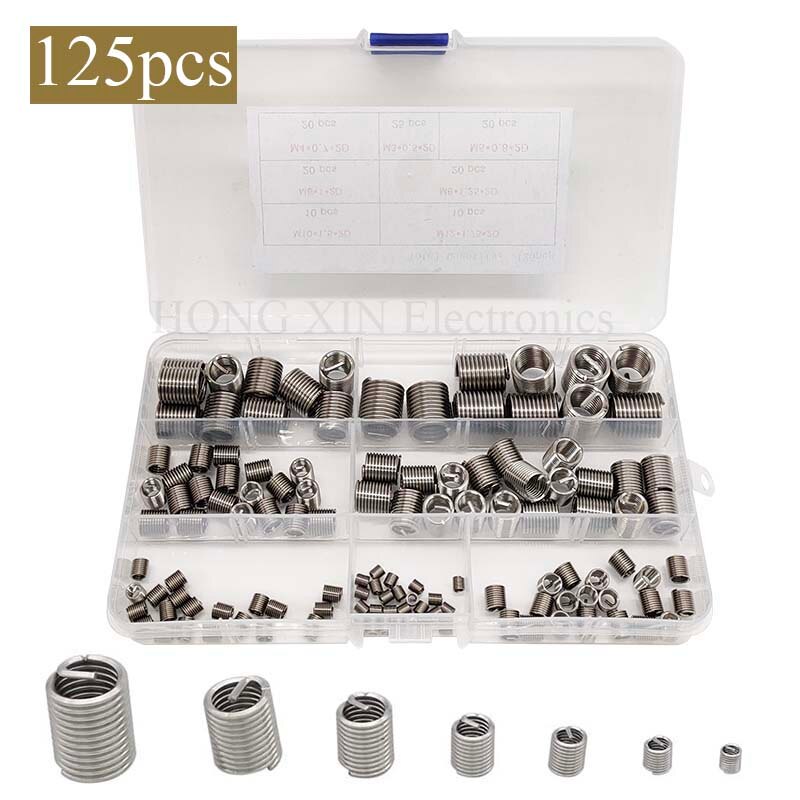 Kit d'assortiment de manchons de réparation de vis, 125 pièces, M3 M4 M5 M6 M8 M10 M12