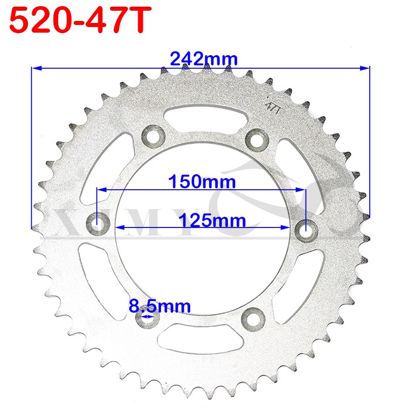 520 Chains 43T/45T/47T/49T Motorcycle Chain Sprockets Rear Back Sprocket For ATV Quad Pit Dirt Bike Motorcycle Motor Moped: 520-47T