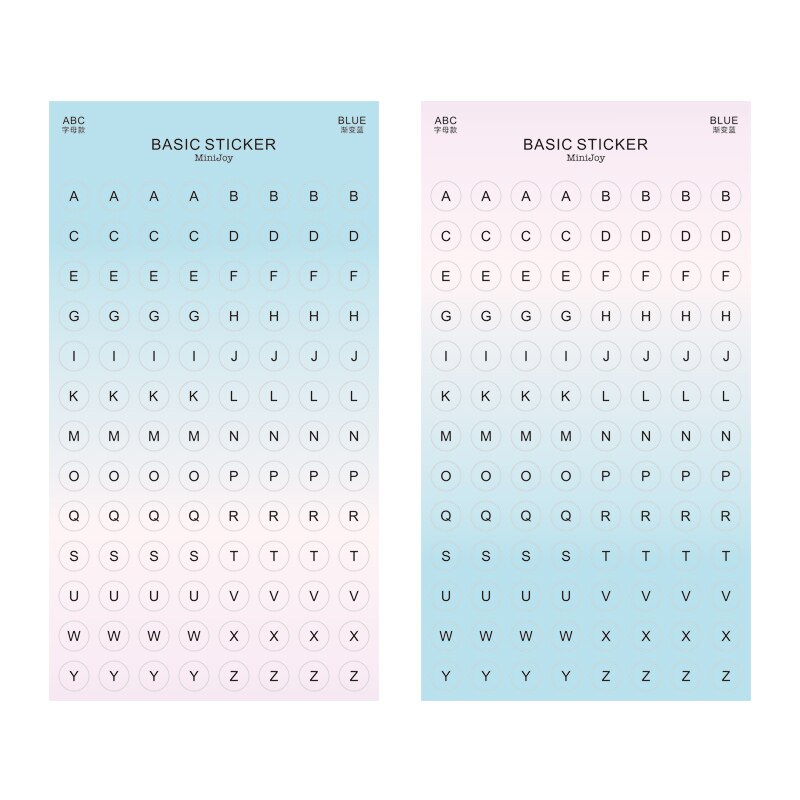 Mypretties 2 vellen kleurplaten met cijfers en letters, functionele stickers, plannerstickers, schemastickers, briefpapierstickers