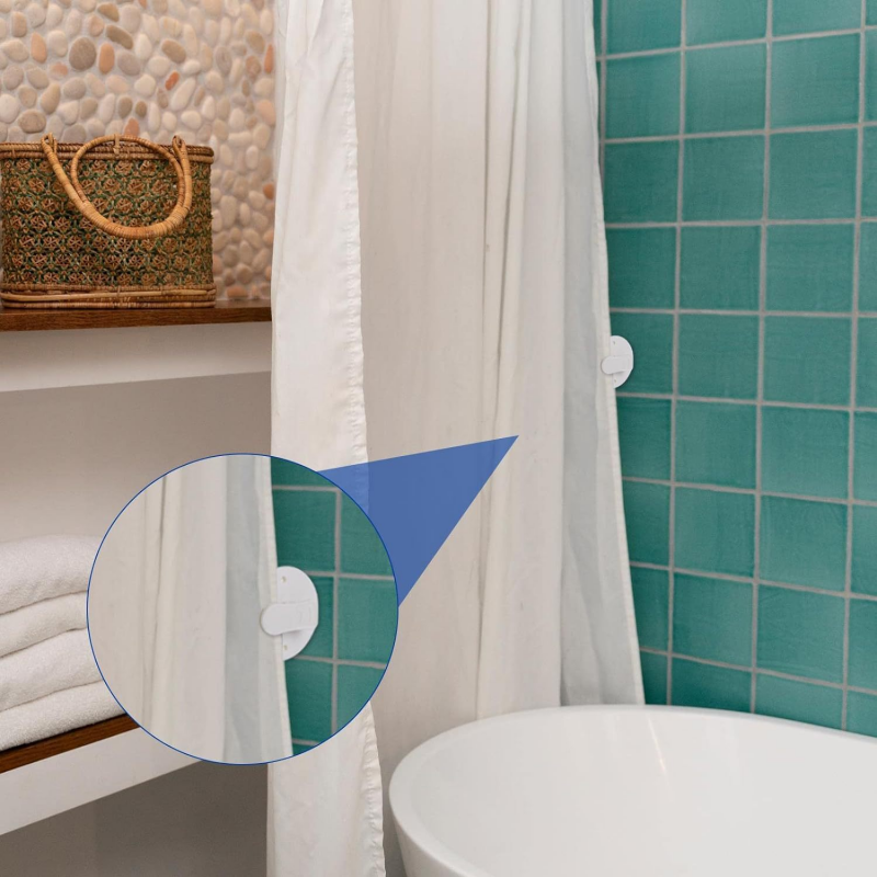 8-4PCS Shower Curtain Weight Clips Shower Windproof Splash Guard Self Adhesive Curtain Clips Home Decoration Accessorie Room