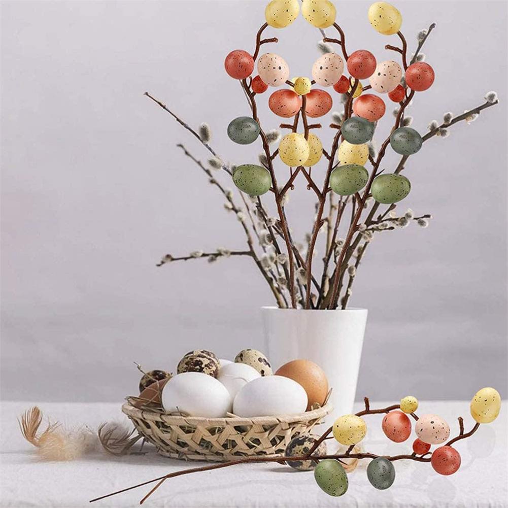 5pcs Easter Egg Branches Colourful Foam Flowers Easter Eggs Flower Stake Flower Bouquet Diy Home Decoration