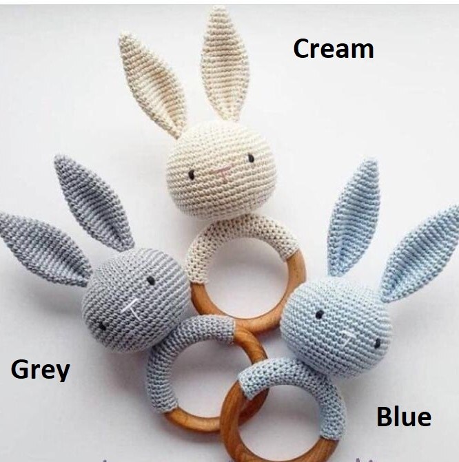 Gestrickte Gefüllte Zahn Kratzen Spielzeug handgefertigt Spielzeug: Creme das Hase