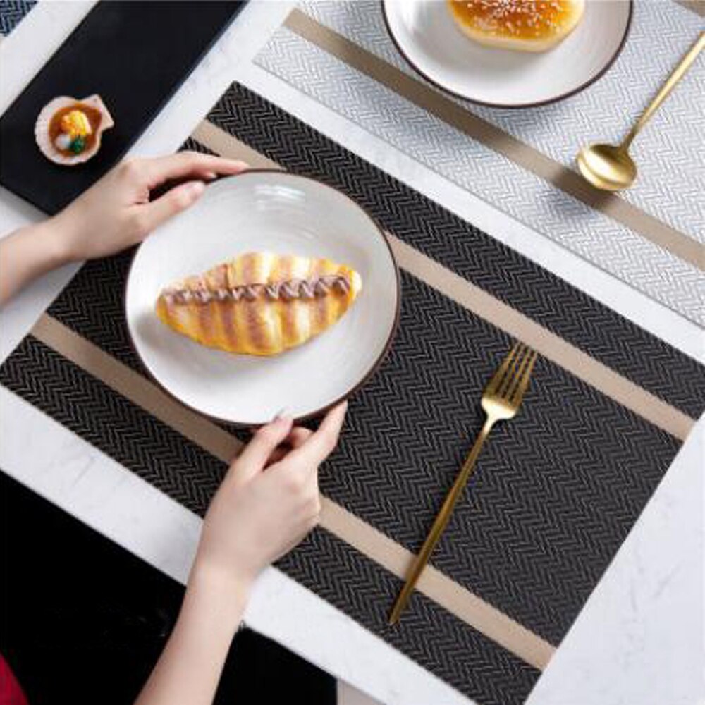 Creatieve Nordic Pvc Isolatie Placemat Licht Luxe Gestreepte Tafel Mat Antislip Placemats Kom Coaster Home Hotel Matten 1 stuks