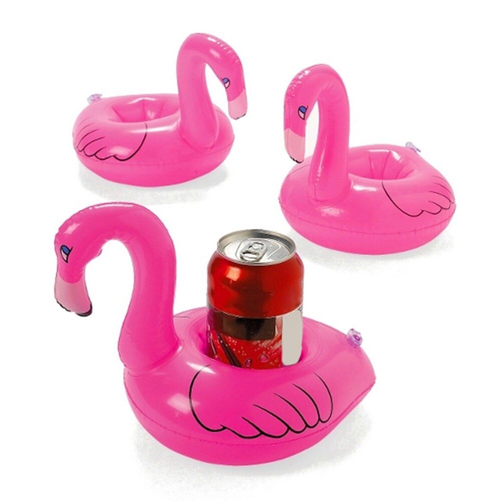 1pc børn sjov svømning flydende enhed oppustelig flamingo drink kan mobiltelefon holder stand coasters float pool