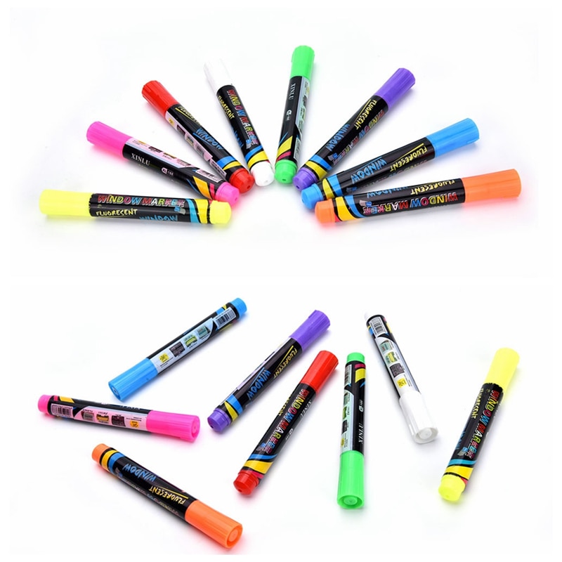 1PC Erasable Multi Colored Highlighters Liquid Chalk Marker Pens LED Writing Board GlassWindow Art8 Colours Marker Pens