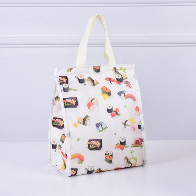Sac à Lunch en toile isotherme Portable, motif fonctionnel, glacière thermique, sac de pique-nique pliable pour femmes et enfants: WHITE