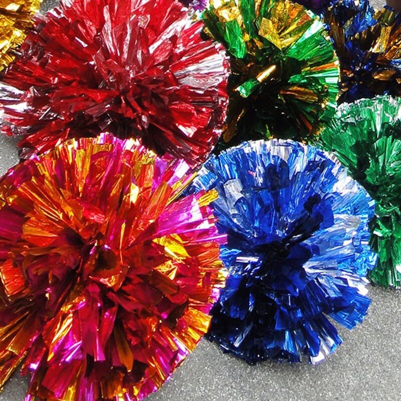 24Cm Cheerleader Pom Poms Sparkly Twee-Vinger Cheerleader Bloem Bal Kinderen Cheer Hand Bloem Cheer Props Sport Bloem bal