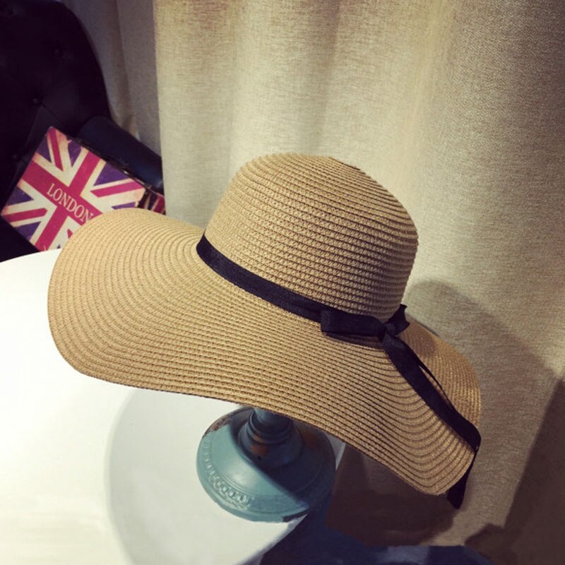 Women's Wide Brim Summer Beach Sun Hat Lady Straw Floppy