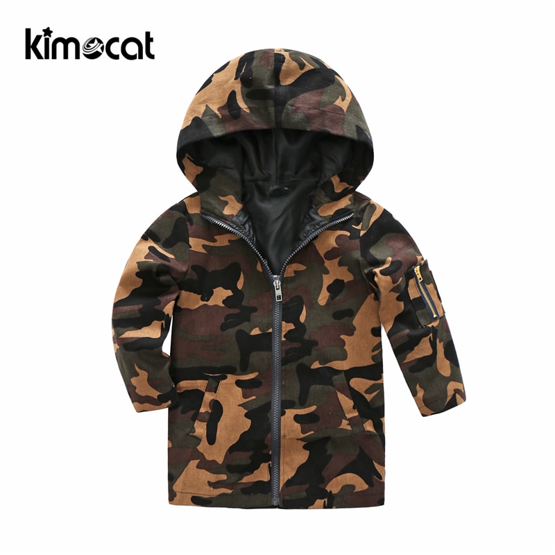Kimocat Baby Boy Kleding Jongen Lente Kleding Medium En Lange Camouflage Capuchon Windjack Kinderen Kleding Lente Bloem Jas