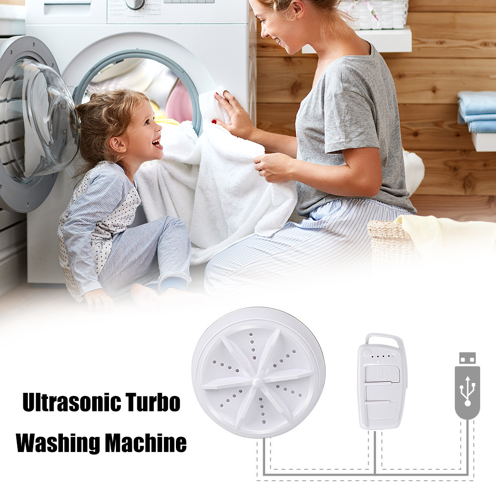 Ultrasonic Turbo Washing Machine USB Cable Portable Clothing Cleaning Home Travel Washer Turbo Bubble Rotating Mini Wash Machine