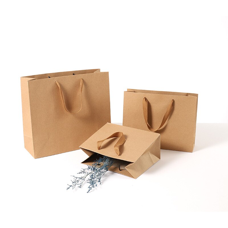 1 Pc Multi Size Bags Kraft Verpakking Handvat Papier Opbergtas Voor Bruiloft Snoep Gunst Tas Met Handvat zak Met Handvatten