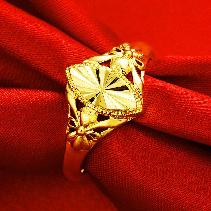 Bagues simples ondulées pour femmes, couleur or 24K, en cuivre pur, bague hypoallergénique, bijoux de mariage, de dames, nouveautés