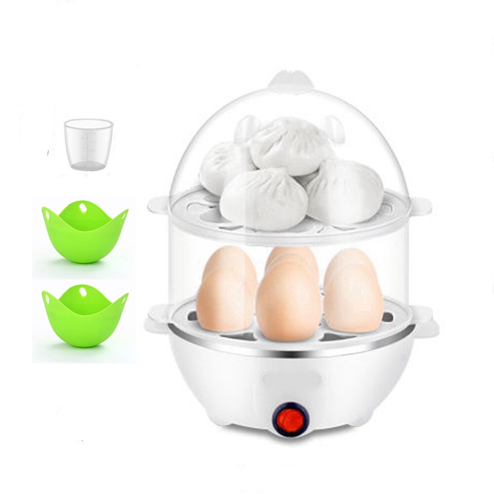 110V/220V Multifunctional Electric Fast Egg Cooker Boiler Steamer Double Layer Automatic Boiled Steamed Egg Cooker: Double layer(110V)