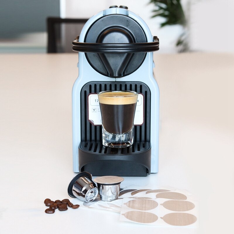 Nespressomaskine 3 stk. genanvendelige kapsler med 100 folielåg - genopfyldelige kaffepuder i rustfrit stål til nespressomaskiner