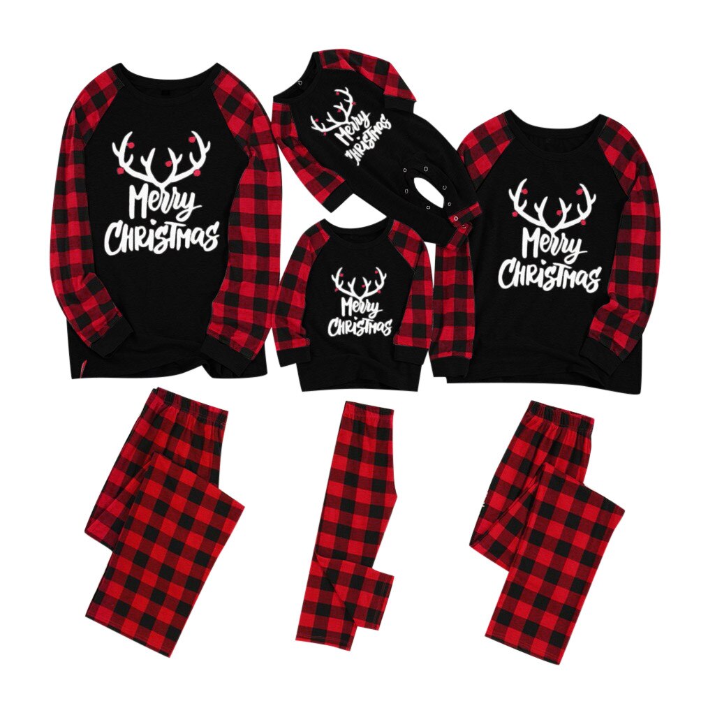 Jul män pyjamas set pappa tryck blus toppar och byxor jul familj kläder nattkläder vinter pijamas navidad hombre