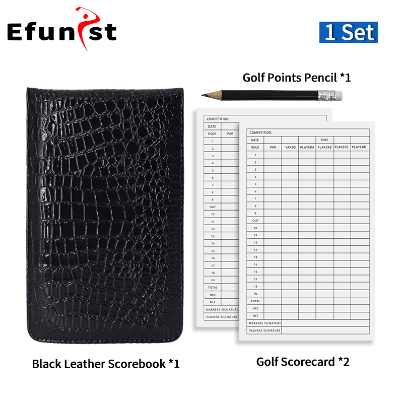 Golf Score Book PU Leather Material Score Notebook With Pencil And Score Card Easy To Use Of Golf Supplies: Burgundy