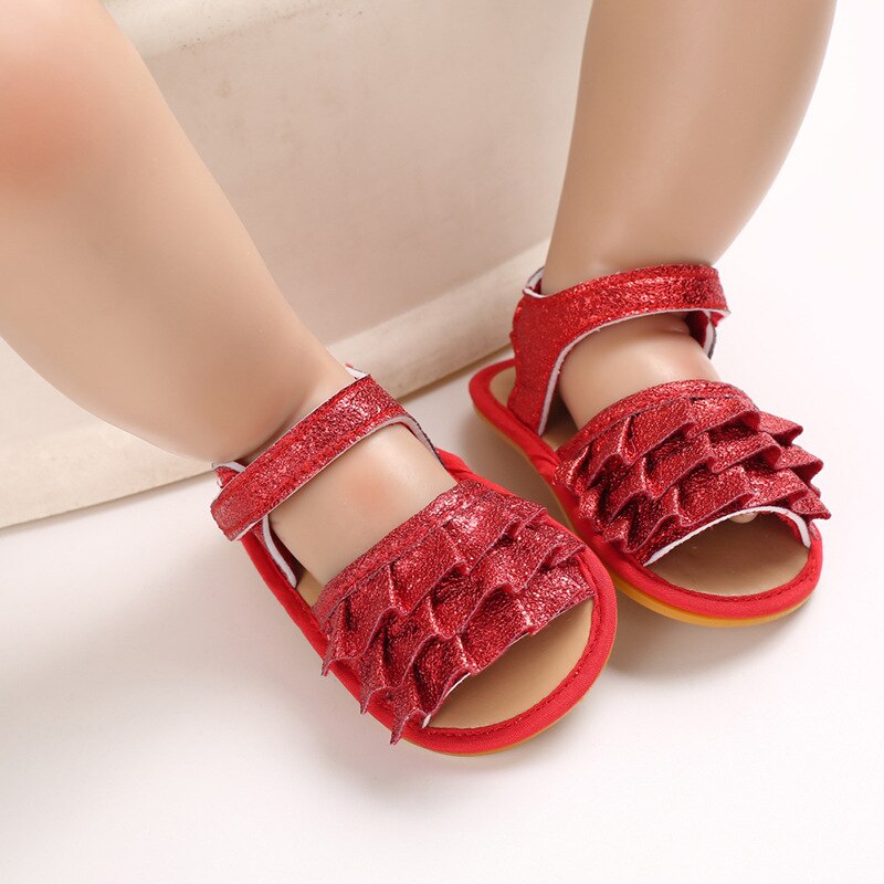 Baby Baby Meisje Schoenen Peuter Flats Sandalen Premium Zachte Rubberen Zool Anti-Slip Zomer Bloem Kant Crib Eerste Walker shoes0-18M