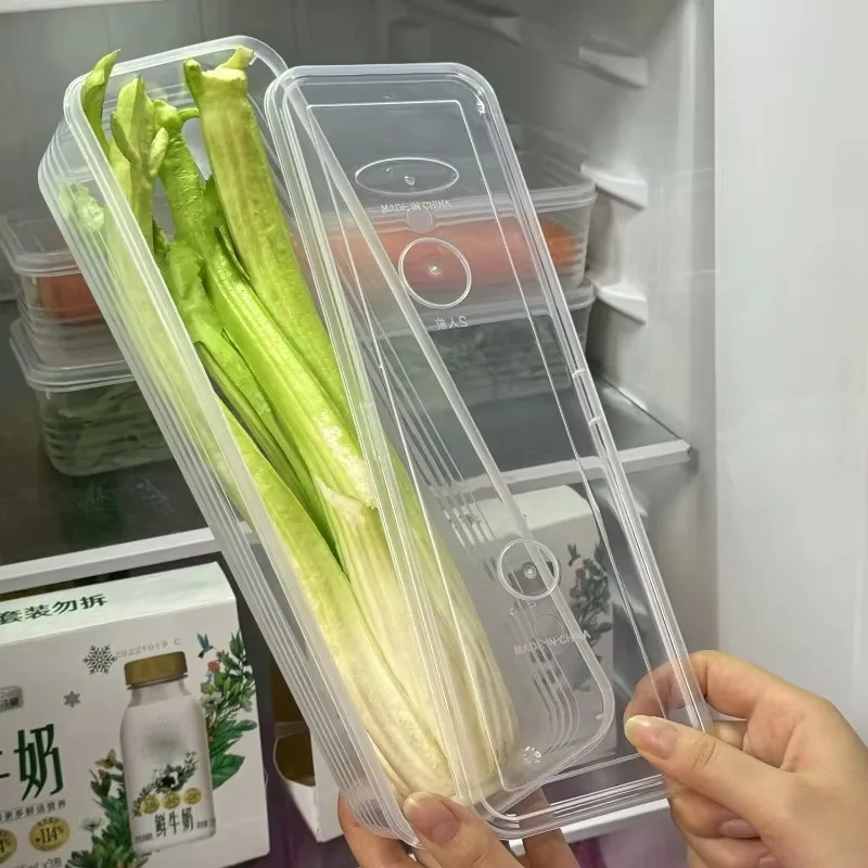 Fresh Box Refrigerator Storage Boxes Scallions Food Container with Lid Cold Crisper Sealed Kitchen Fresh Fruit Fridge Organizer