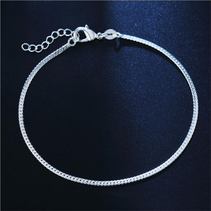 2MM Exquisite Chain Gold Bracelets For Women Jewelry Silver925 Sterling Anklets For Girl Party Accessories Female