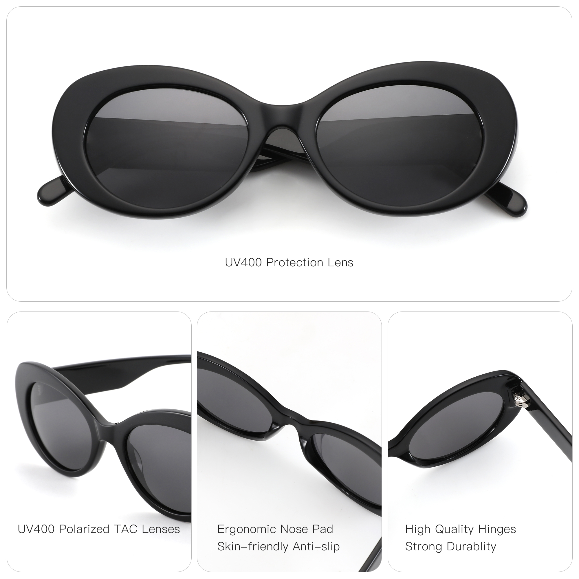 ZENOTTIC dames ovale handgemaakte acetaat gepolariseerde zonnebril UV400 beschermende zonnebril voor dames cadeau
