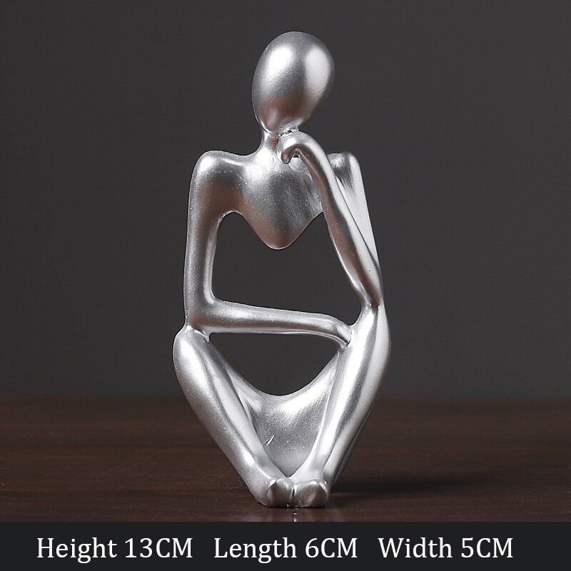 Thinker Statue Abstract Figure Sculpture Small Ornaments Resin Statue Home Crafts Modern Interior Decoration home accessorie: P