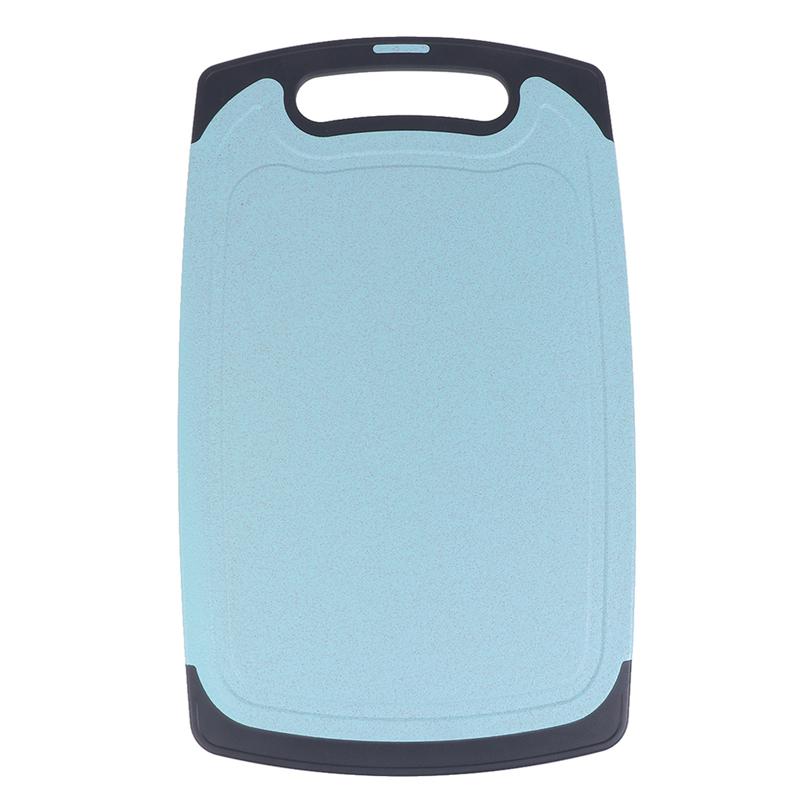 Lot de 2 planches à découper carrées en paille de blé, antibactériennes et anti-moisissure pour la cuisine (bleu + beige): Bleu 32.5 x 20cm