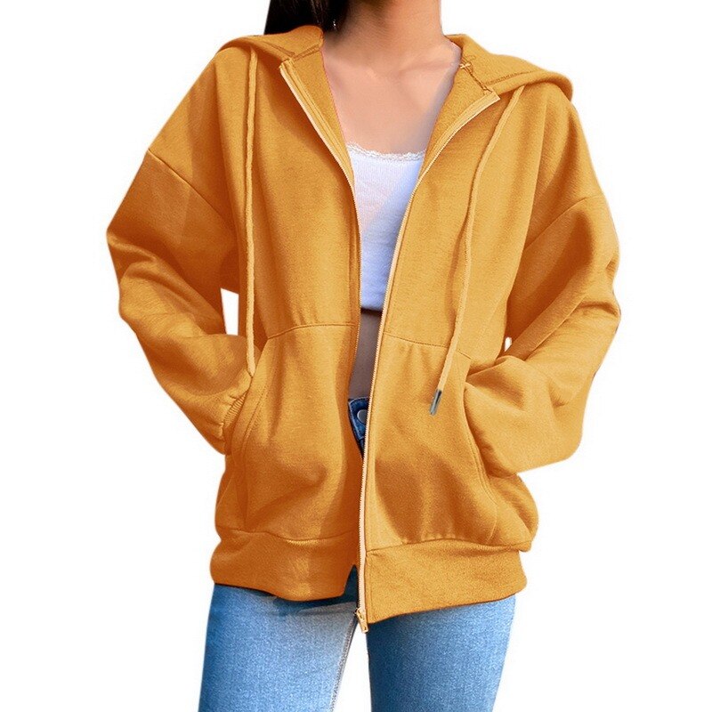 Women Casual Hooded Sweater Cardigan Jacket Casual Mid-length Outdoor Sports Jogging Fitness Training Hoodie Sweatshirt: M / A2