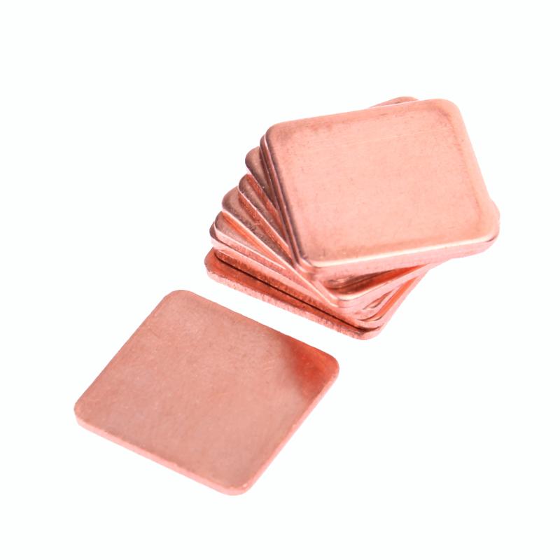 Almohadillas térmicas de cobre de conducción térmica para ordenador portátil, conjunto de chips IC, GPU, refrigeración de CPU, 15mm x 15mm, 0,3/0,4/0,5/0,8/1,0mm, 10 Uds.
