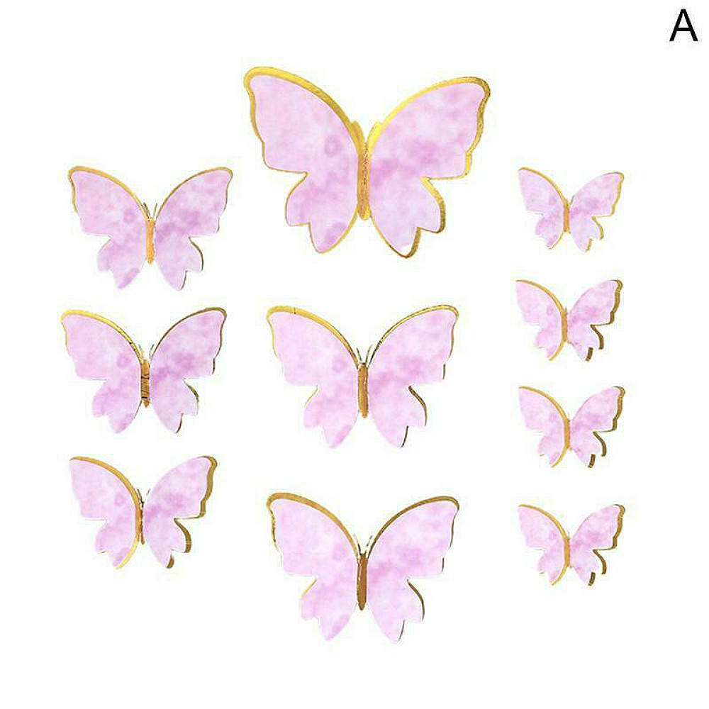 Décoration de gâteau en forme de papillon à faire soi-même, Toppers de Cupcake, papier violet et rose, carte papillon, déesse de la fête des mères, beau décor de gâteau, 10 pièces: G
