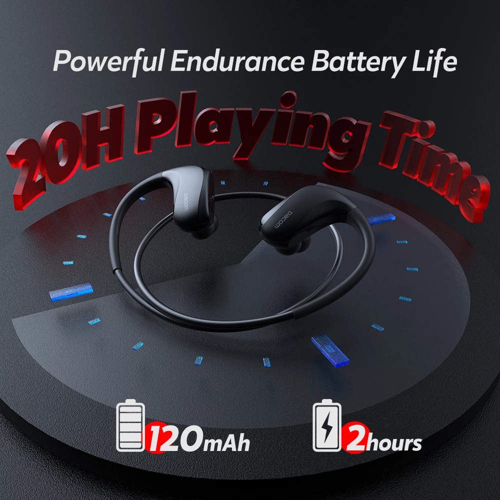 Dacom G93 Sport Draadloze Bluetooth Hoofdtelefoon IPX7 Waterdichte Bass Stereo Oortelefoon 20H Speeltijd Running Met Mic Aac Codecs