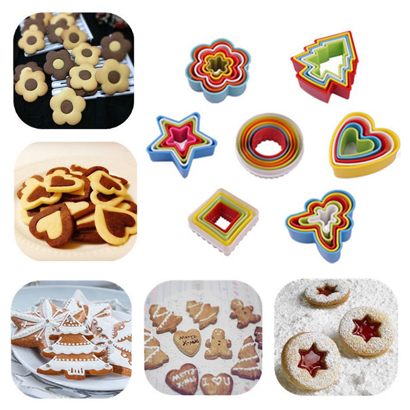 5 Stks/set Plastic Cookie Cutter Hartvormige/Cirkel/Kerst Cookie Cutter Voor Kids Diy Biscuit Snijders Fondant Gebak gereedschap 290