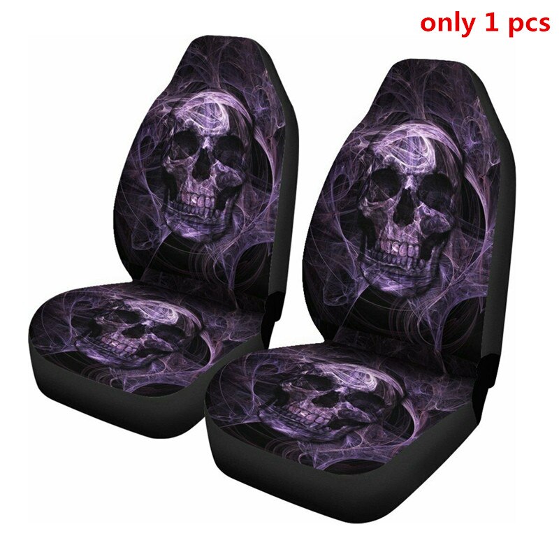 2 uds. Funda para asiento de coche con estampado de calavera en 3D, funda protectora Universal para asiento delantero de coche, accesorios para coche, funda completa para la mayoría de coches